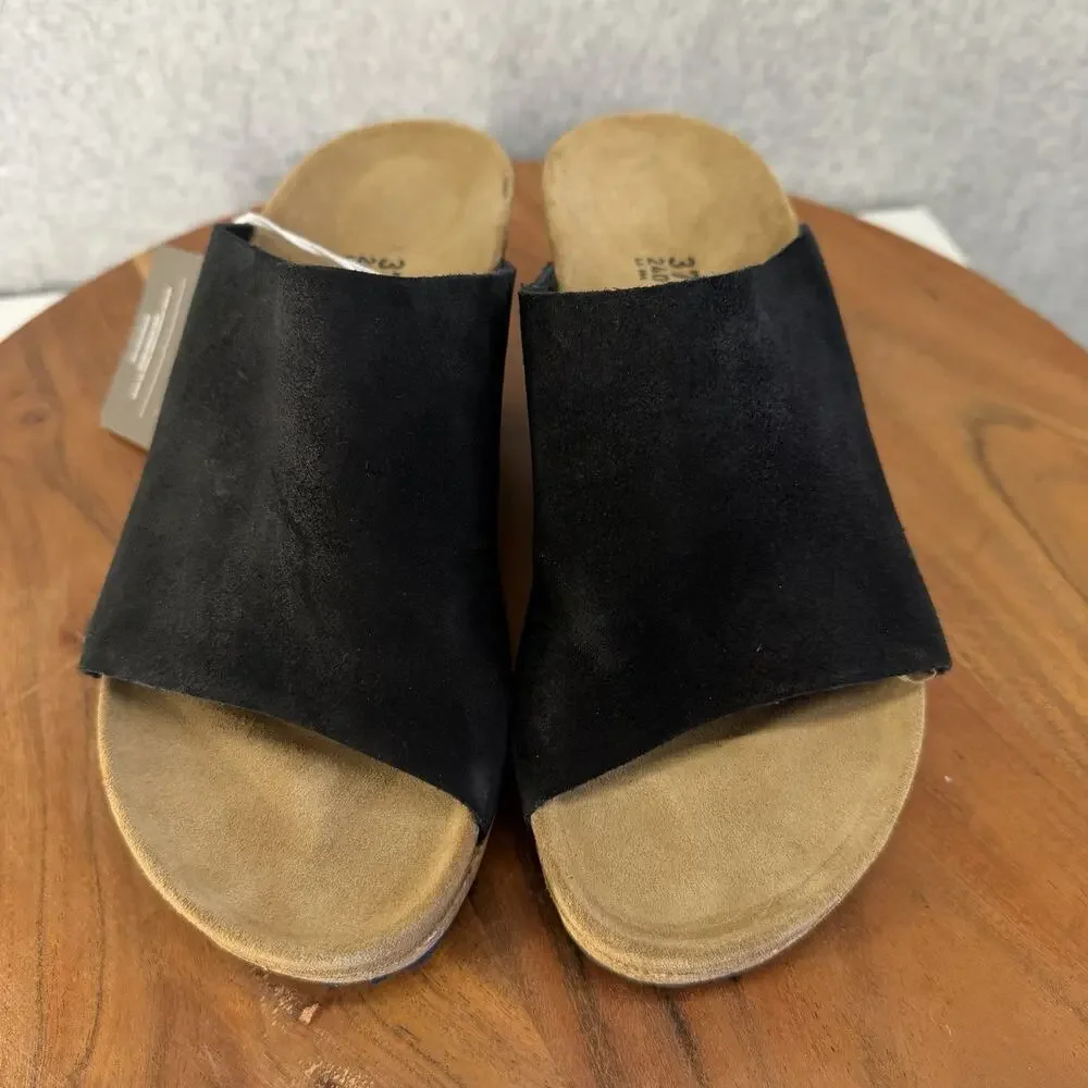 Papillio Birkenstock Wedge Sandals Womens 37 US 6 Black Suede New